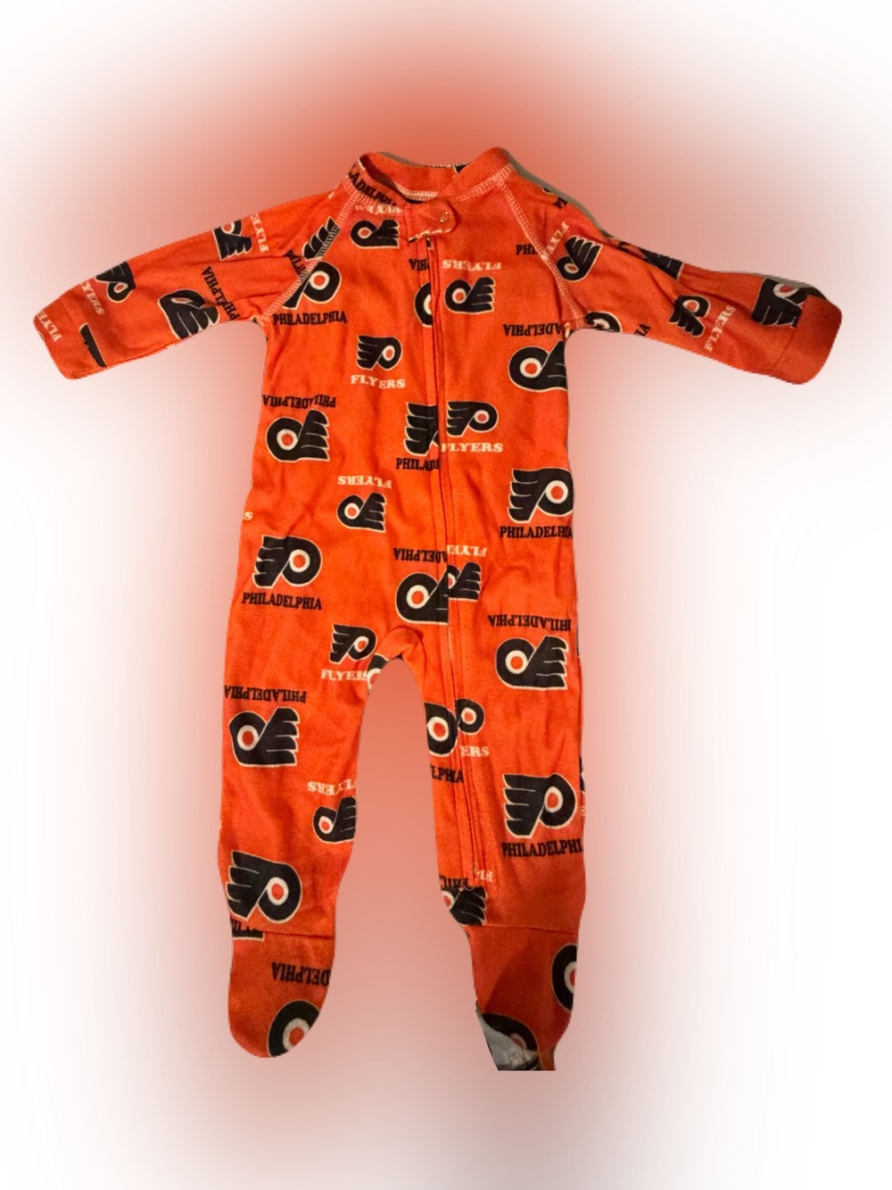 NHL Philly Philadelphia Flyers Orange Baby Footed One-Piece Pajama 0-3M